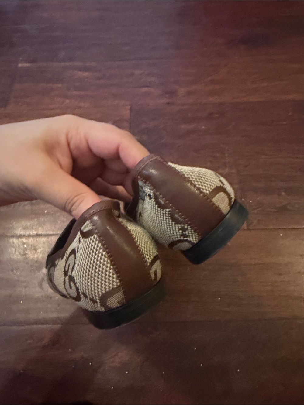 Gucci Beige Brown GG Canvas Horsebit Loafers - Picture 2 of 2